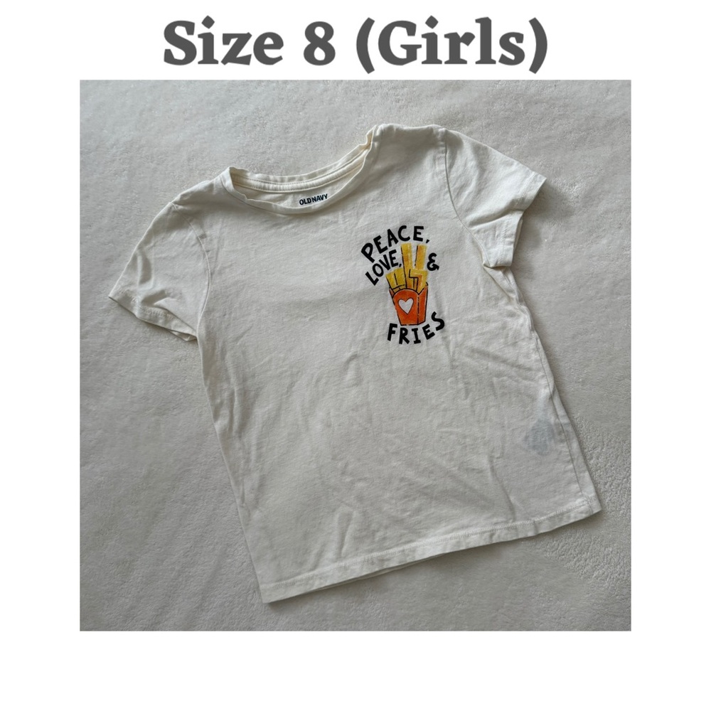 Old Navy Cream Kids T-Shirt with Graphic, SIZE 8